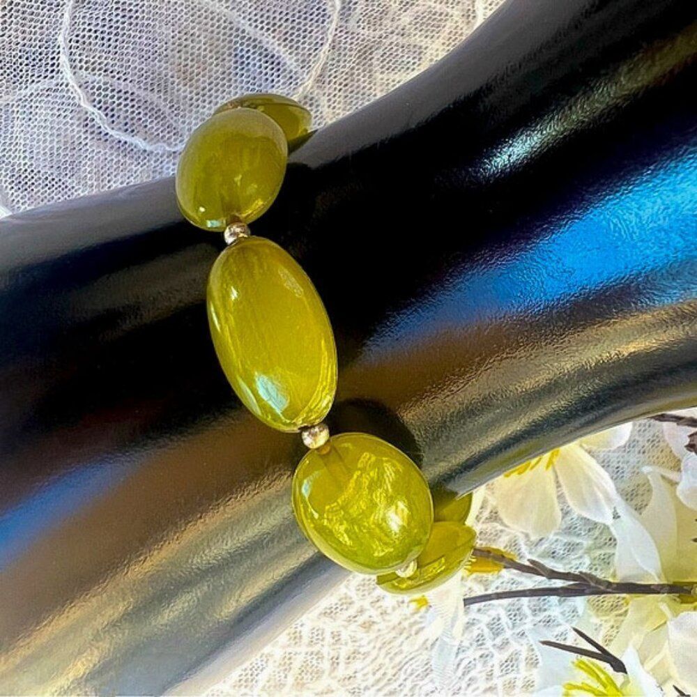 Faux Jade Stretch Bracelet